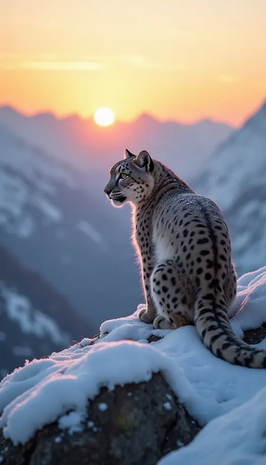 Snow leopard on a ridge